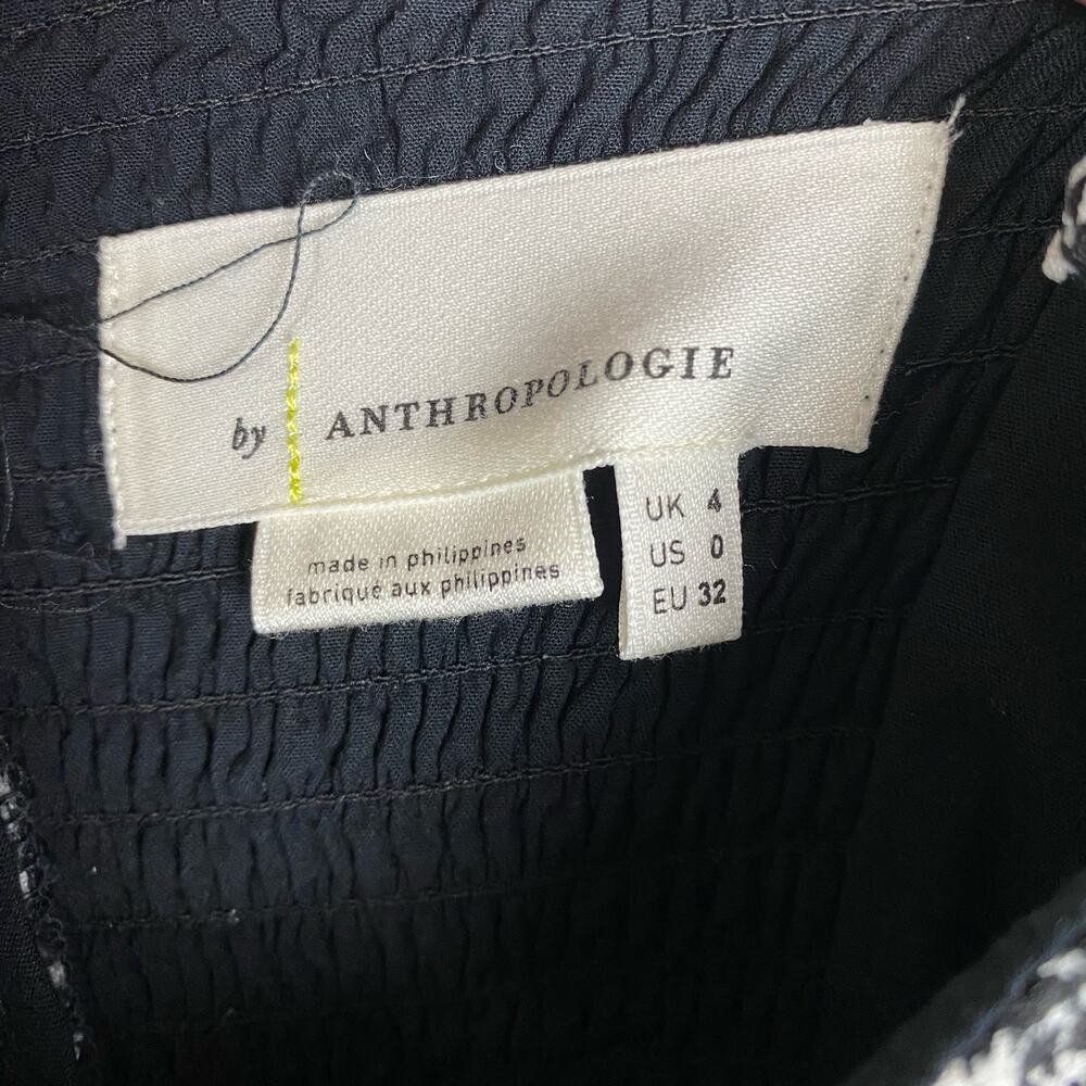 By Anthropologie Animal Print Sundress Ruffle Black and White Womens Size 0 - Picture 6 of 12